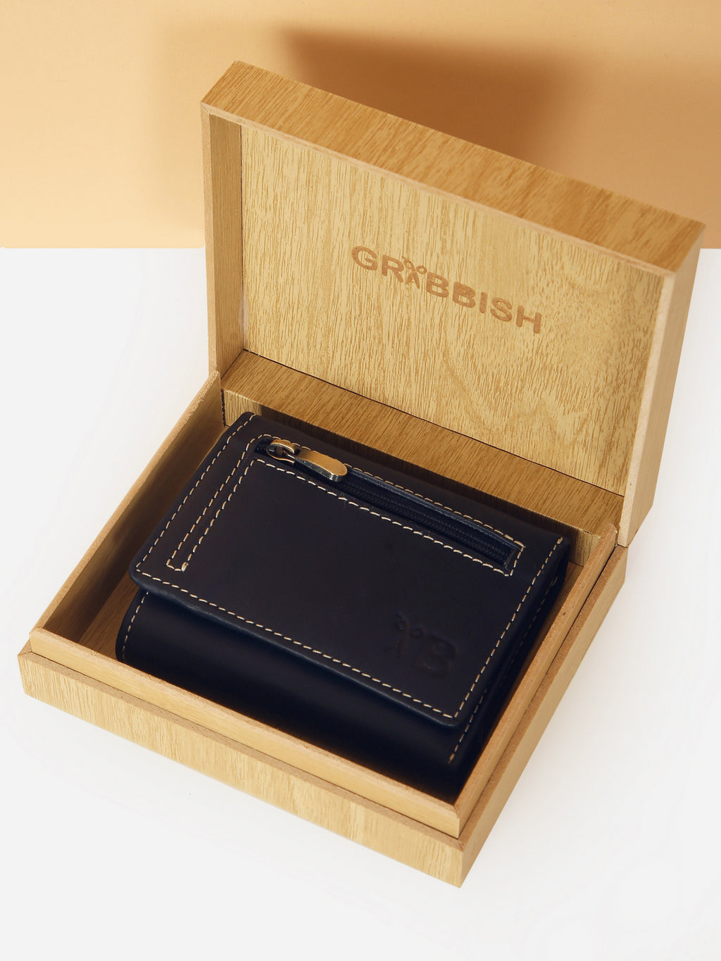 Blue Leather Trifold POP-UP Card Wallet – Unisex, RFID Protected