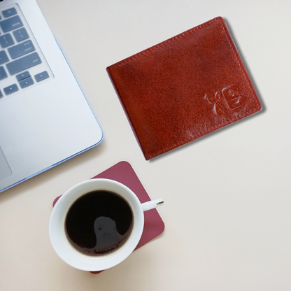 Grabbish Men's Genuine Leather Wallet | 8 Card Slots | Simple & Sleek | Stylish Brown