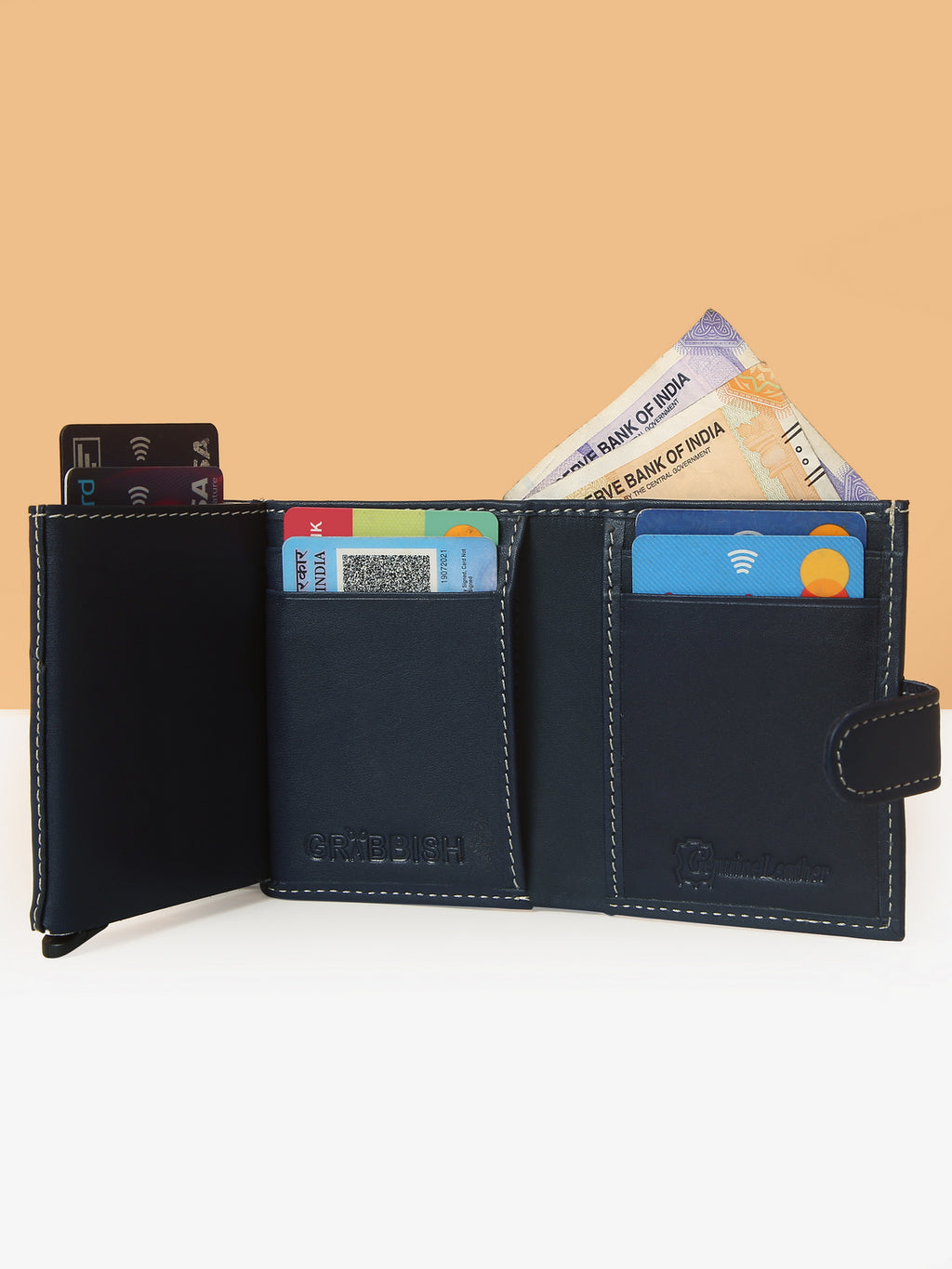 Blue POP-UP Card Wallet with RFID Protection