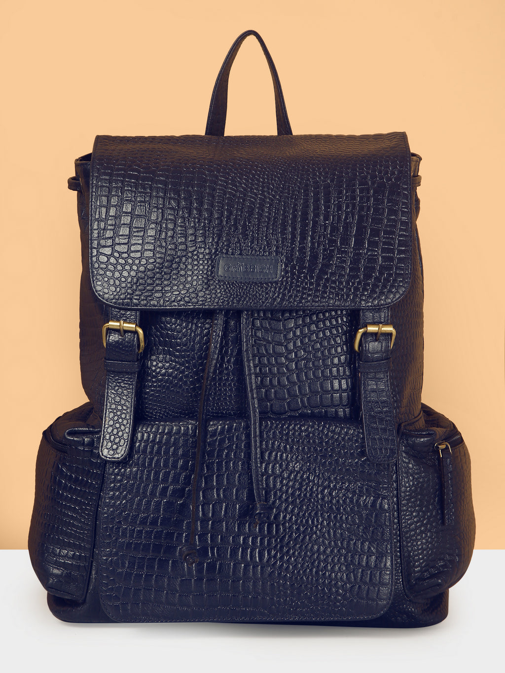 Blue Leather Backpack - Rahul Makin's Signature Monogram Edition | Stylish, Travel Ready, and Accessible