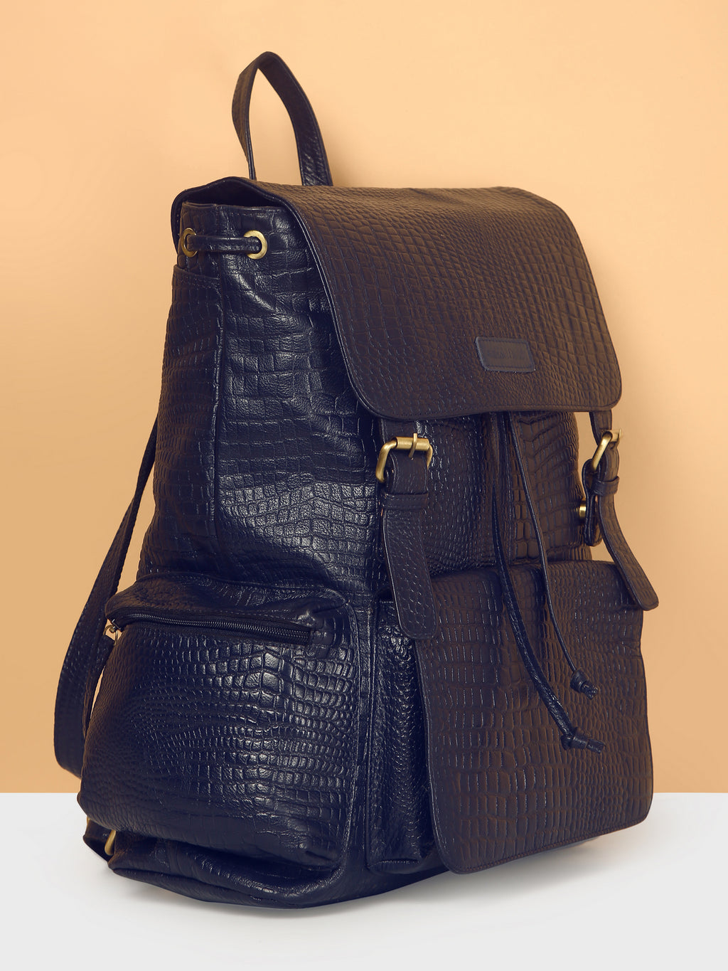 Blue Leather Backpack - Rahul Makin's Signature Monogram Edition | Stylish, Travel Ready, and Accessible