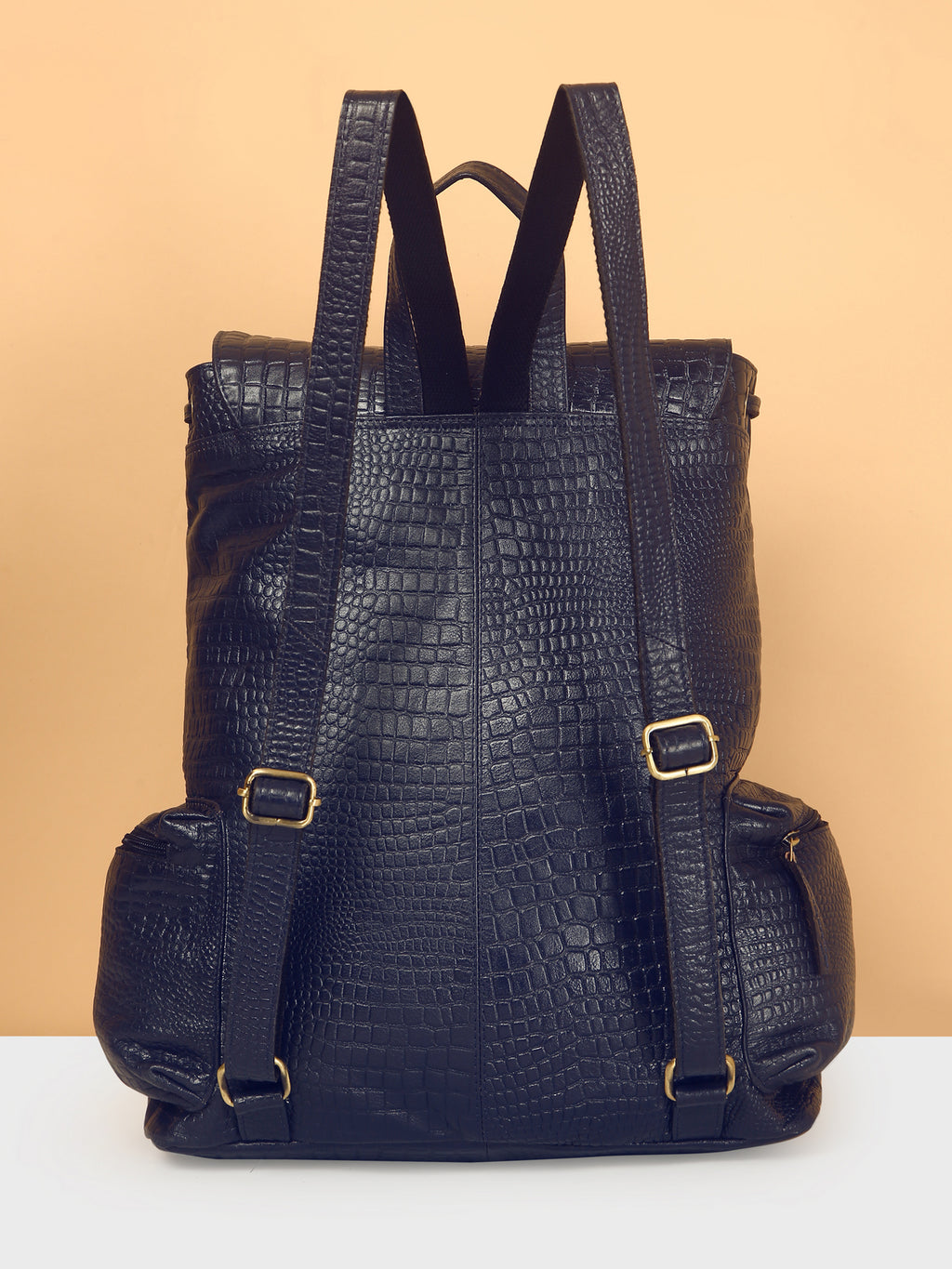 Blue Leather Backpack - Rahul Makin's Signature Monogram Edition | Stylish, Travel Ready, and Accessible