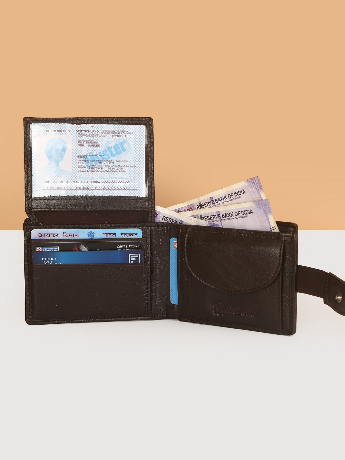 Chocolate Brown Bifold Leather Mens Wallet