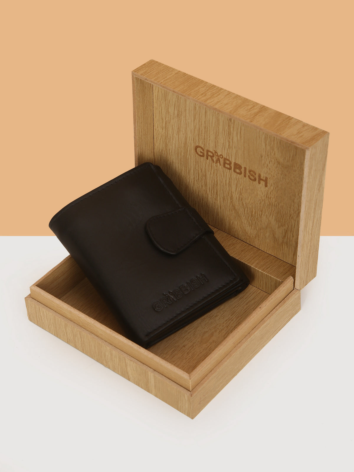 Black Trifold Leather Mens Wallet