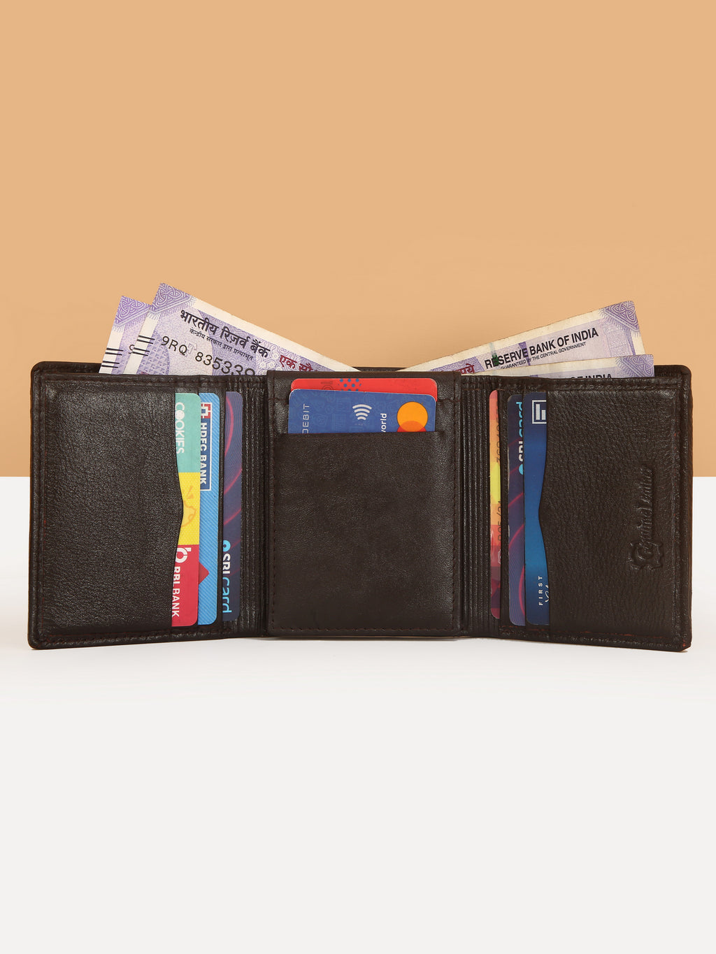 Chocolate Brown Trifold Leather Mens Wallet