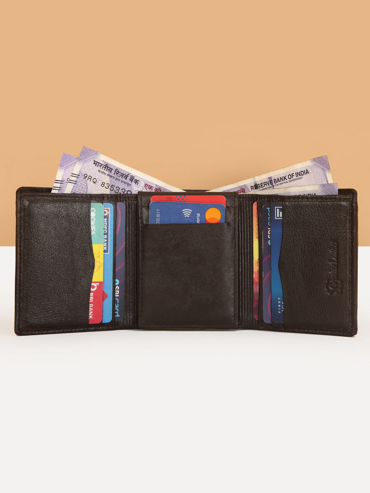 Chocolate Brown Trifold Leather Mens Wallet