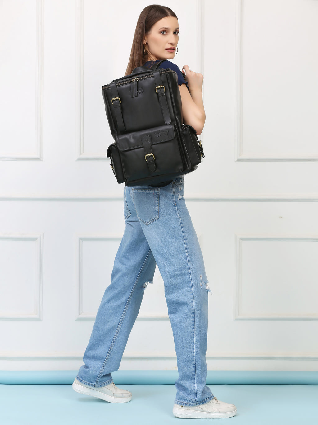 Signature Black Leather Backpack – Rahul Makin's Signature Monogram Edition | Iconic Design, Maximum Utility