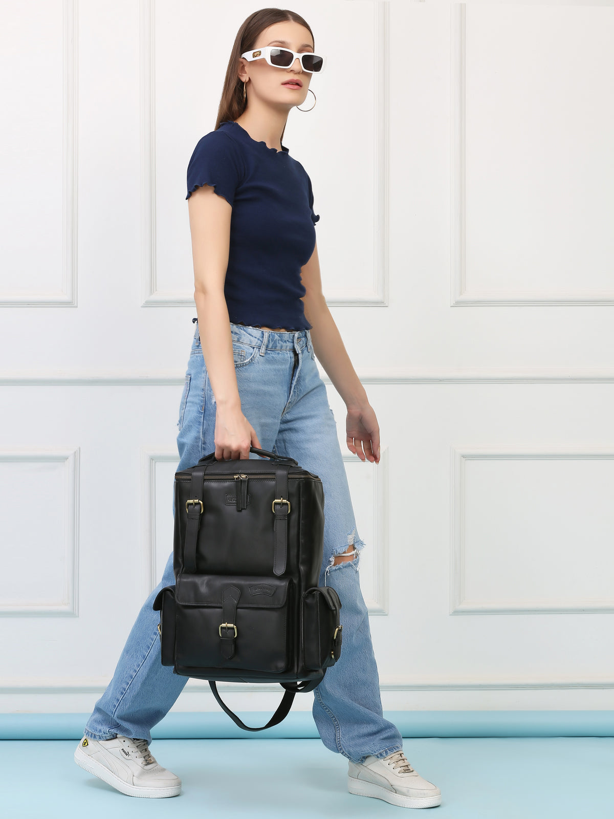 Signature Black Leather Backpack – Rahul Makin's Signature Monogram Edition | Iconic Design, Maximum Utility