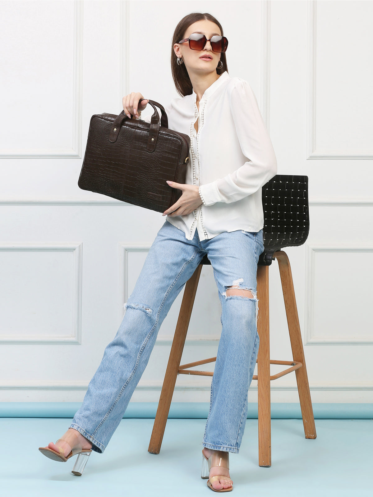 Compact Brown Leather Laptop Bag – Sleek, Stylish & Professional