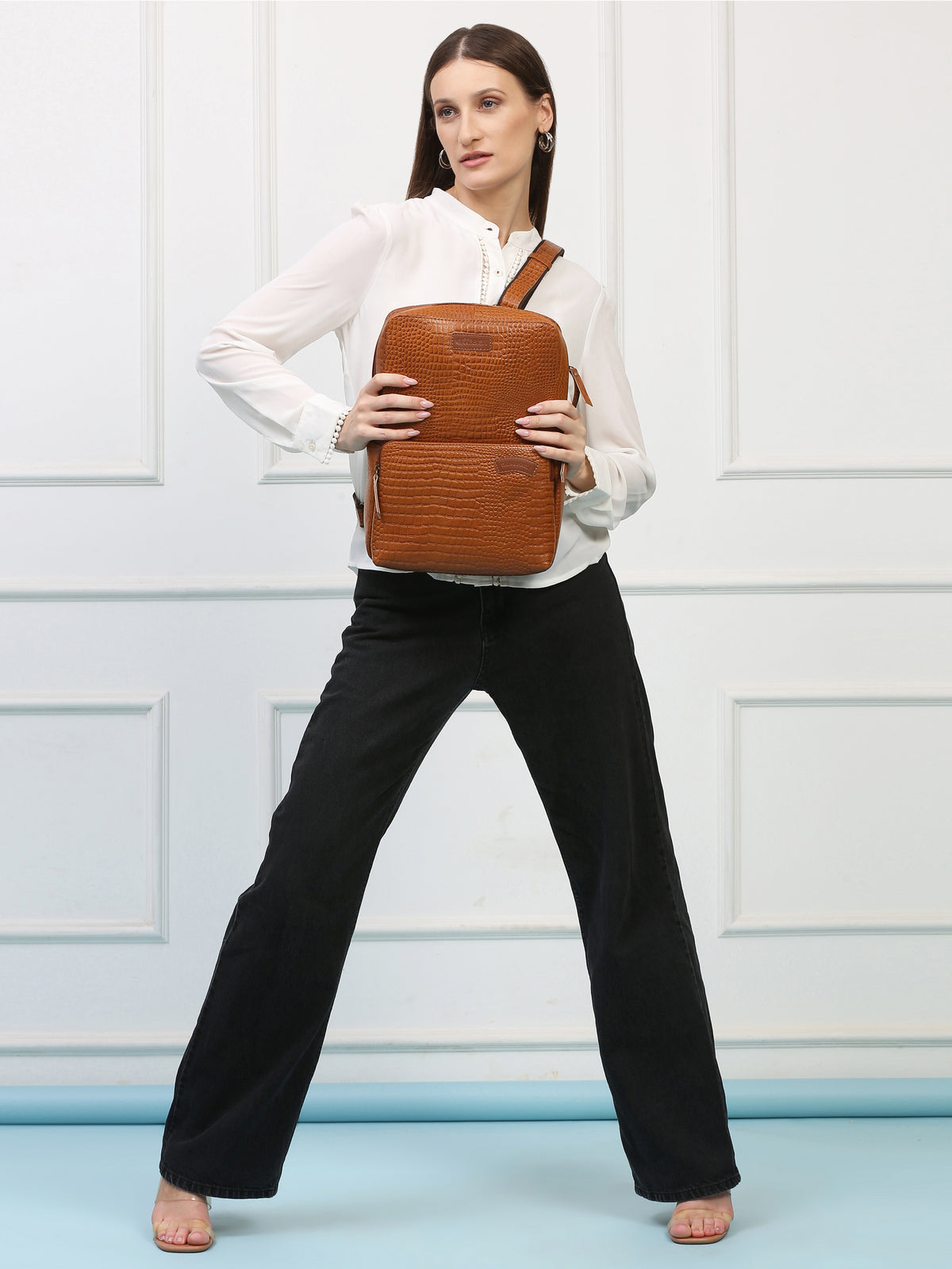 Tan Croco Luxe Chest Bag – Rahul Makin's Signature Monogram Edition