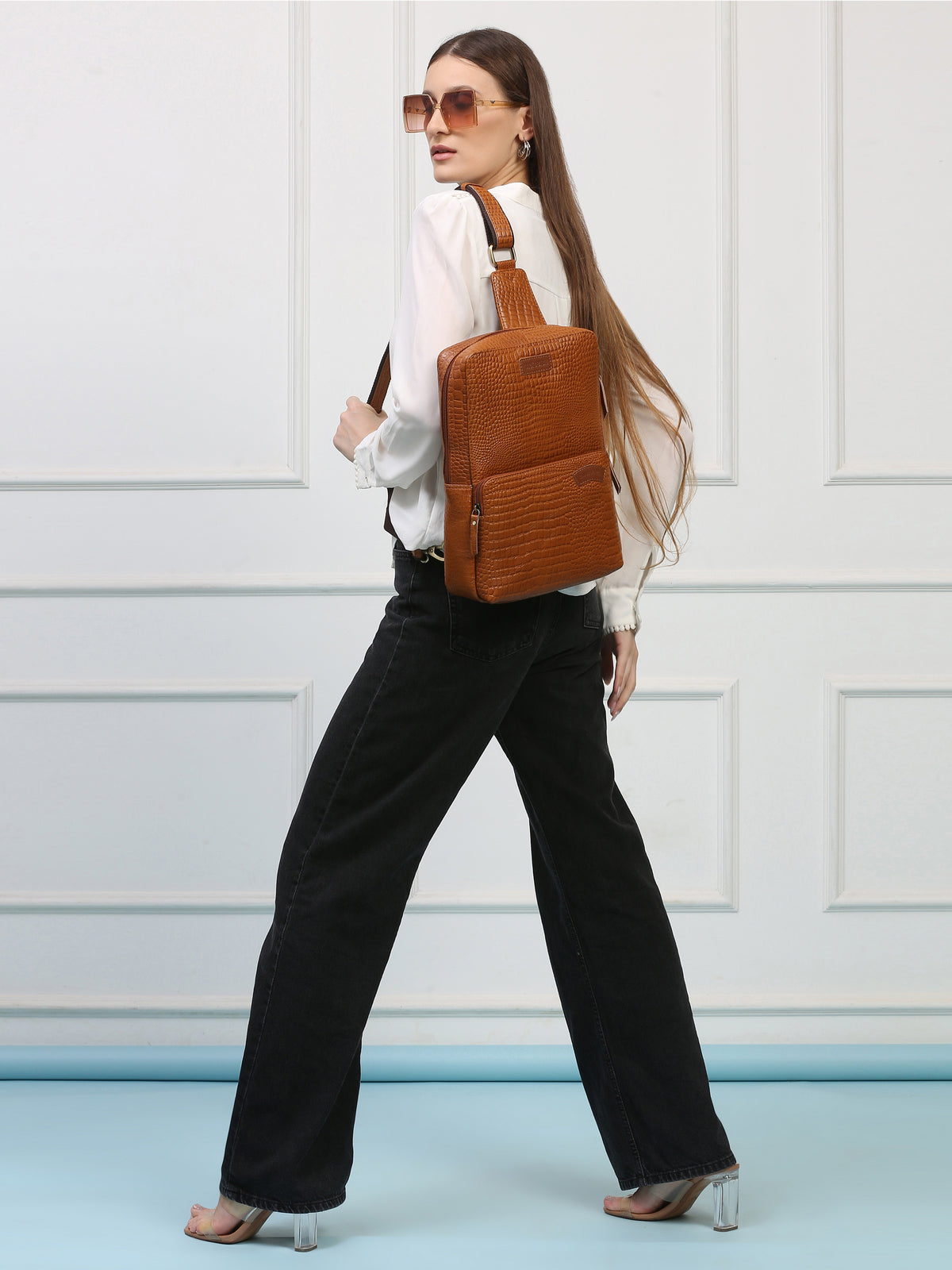 Tan Croco Luxe Chest Bag – Rahul Makin's Signature Monogram Edition