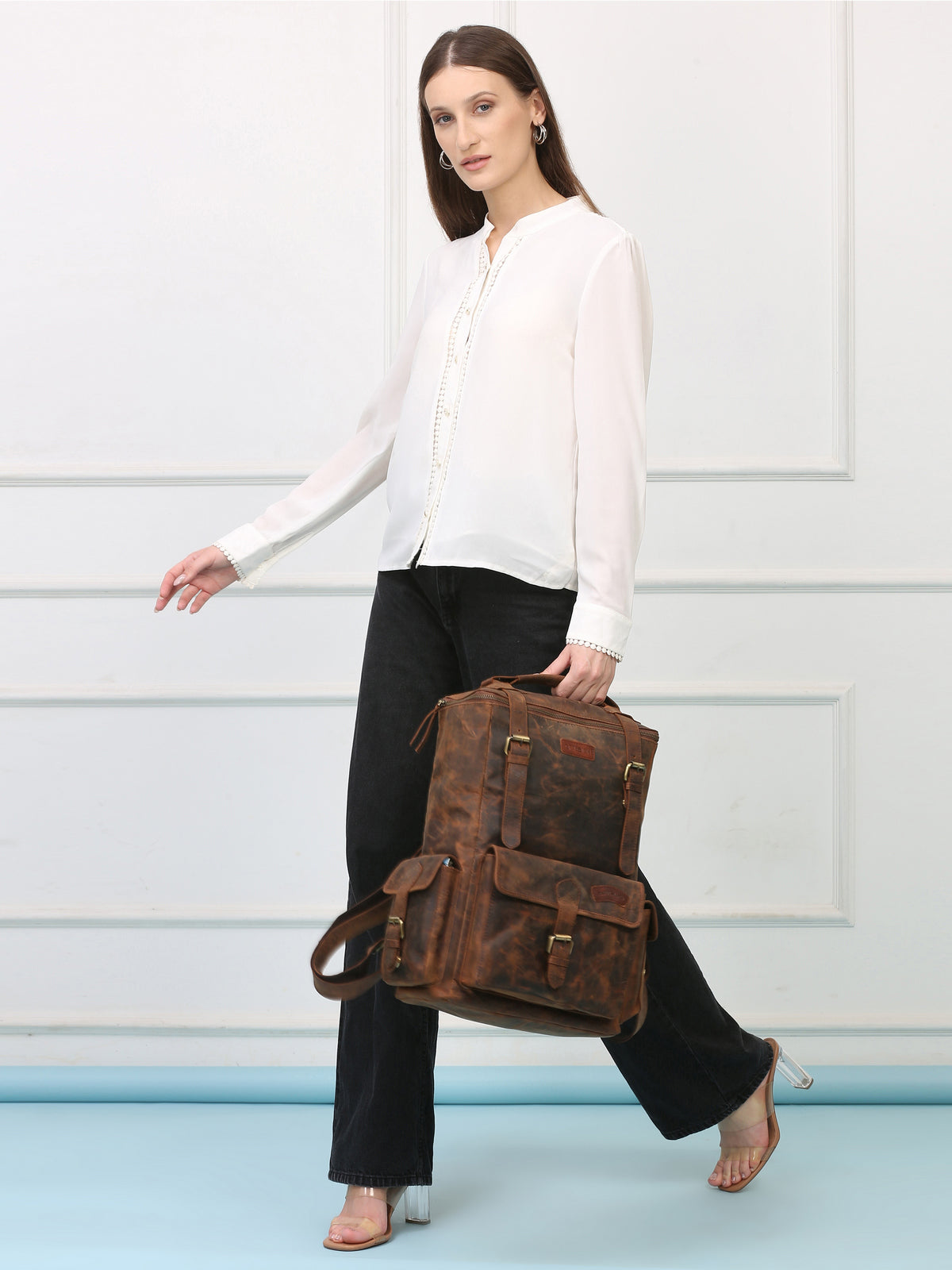 Signature Brown Leather Backpack – Rahul Makin's Signature Monogram Edition | Iconic Design, Maximum Utility