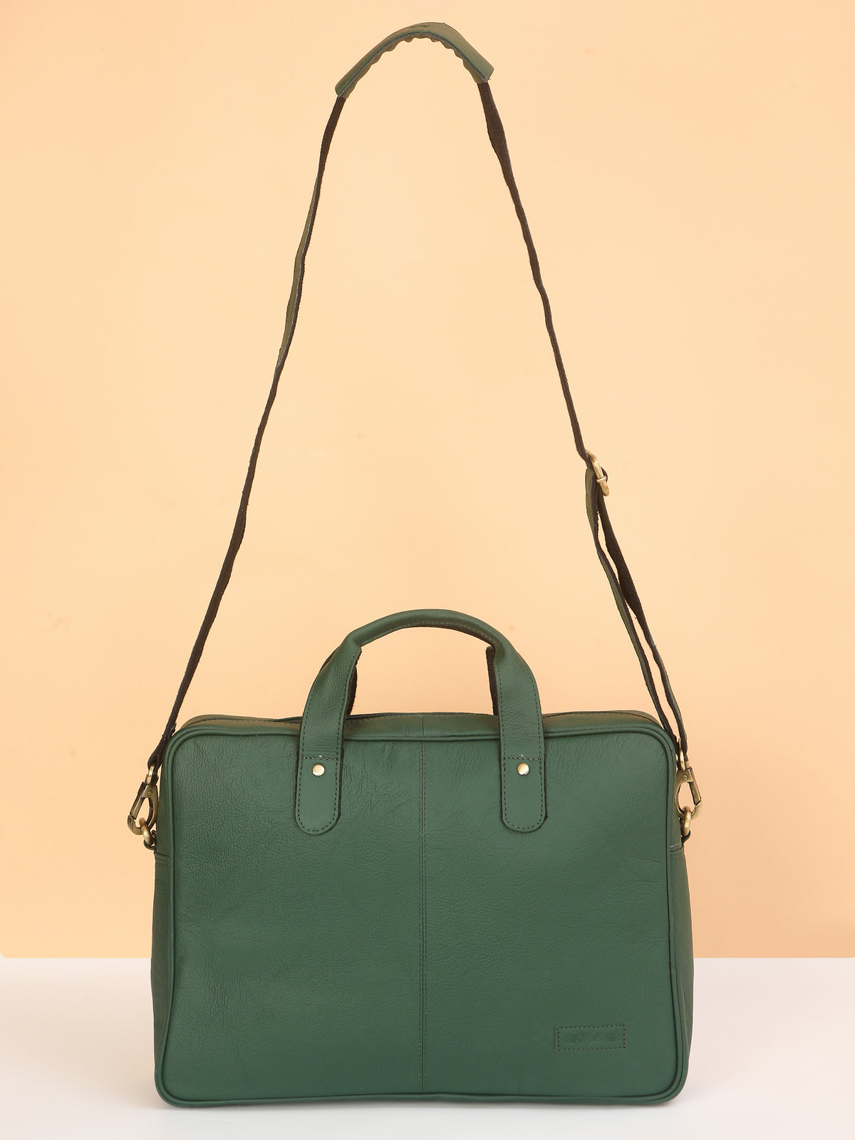 Compact Green Leather Laptop Bag – Sleek, Stylish & Professional