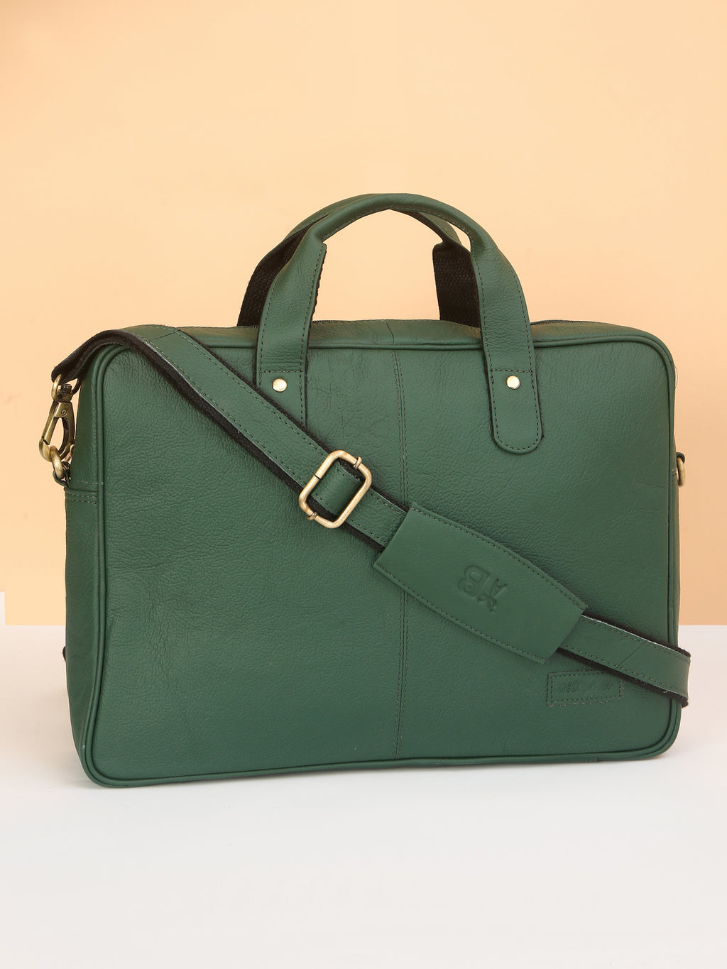 Compact Green Leather Laptop Bag – Sleek, Stylish & Professional
