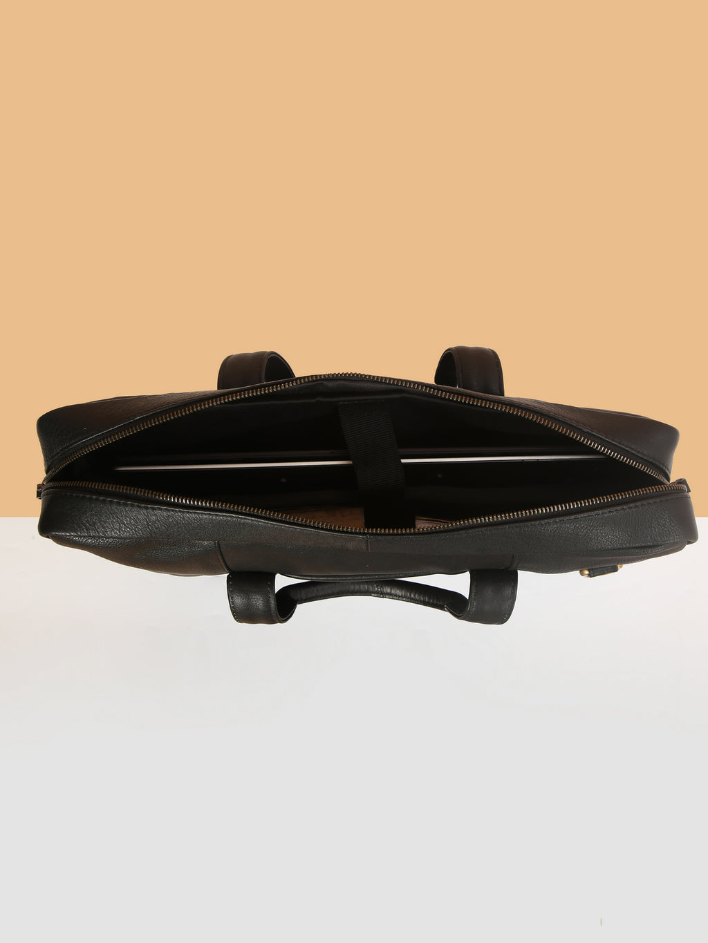 Black Leather Travel Laptop Briefcase – Full-Zip, Spacious