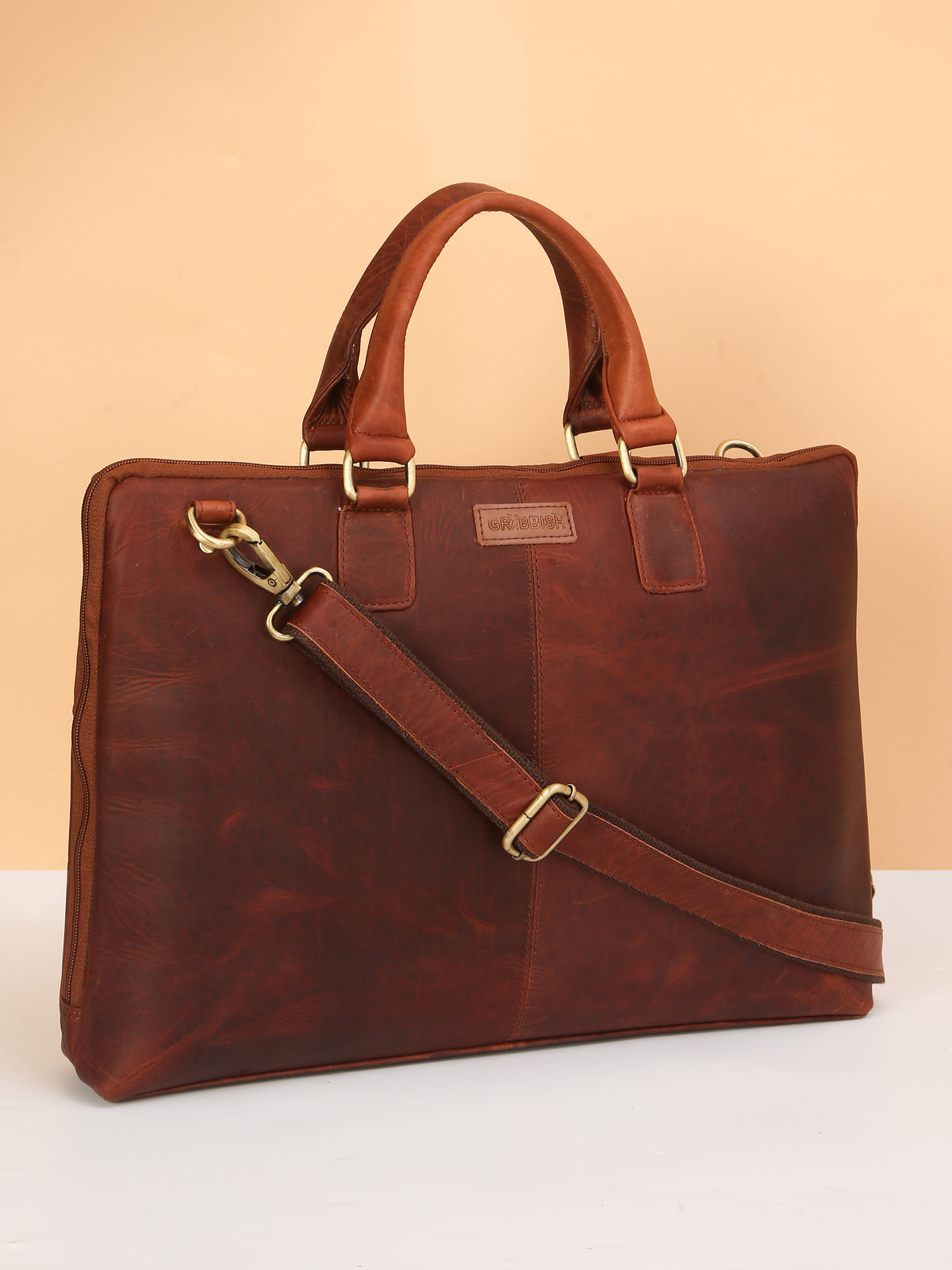 Brown Leather Crossbody Laptop Bag – Stylish, Hands-Free Professional Carry
