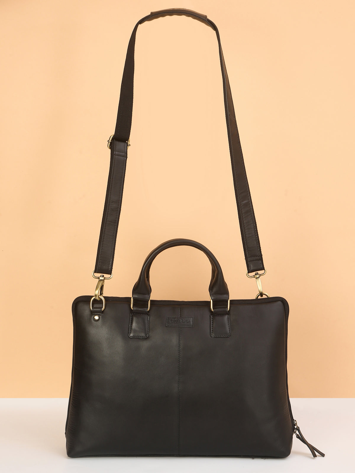 Black Leather Crossbody Laptop Bag – Sleek, Stylish & Functional