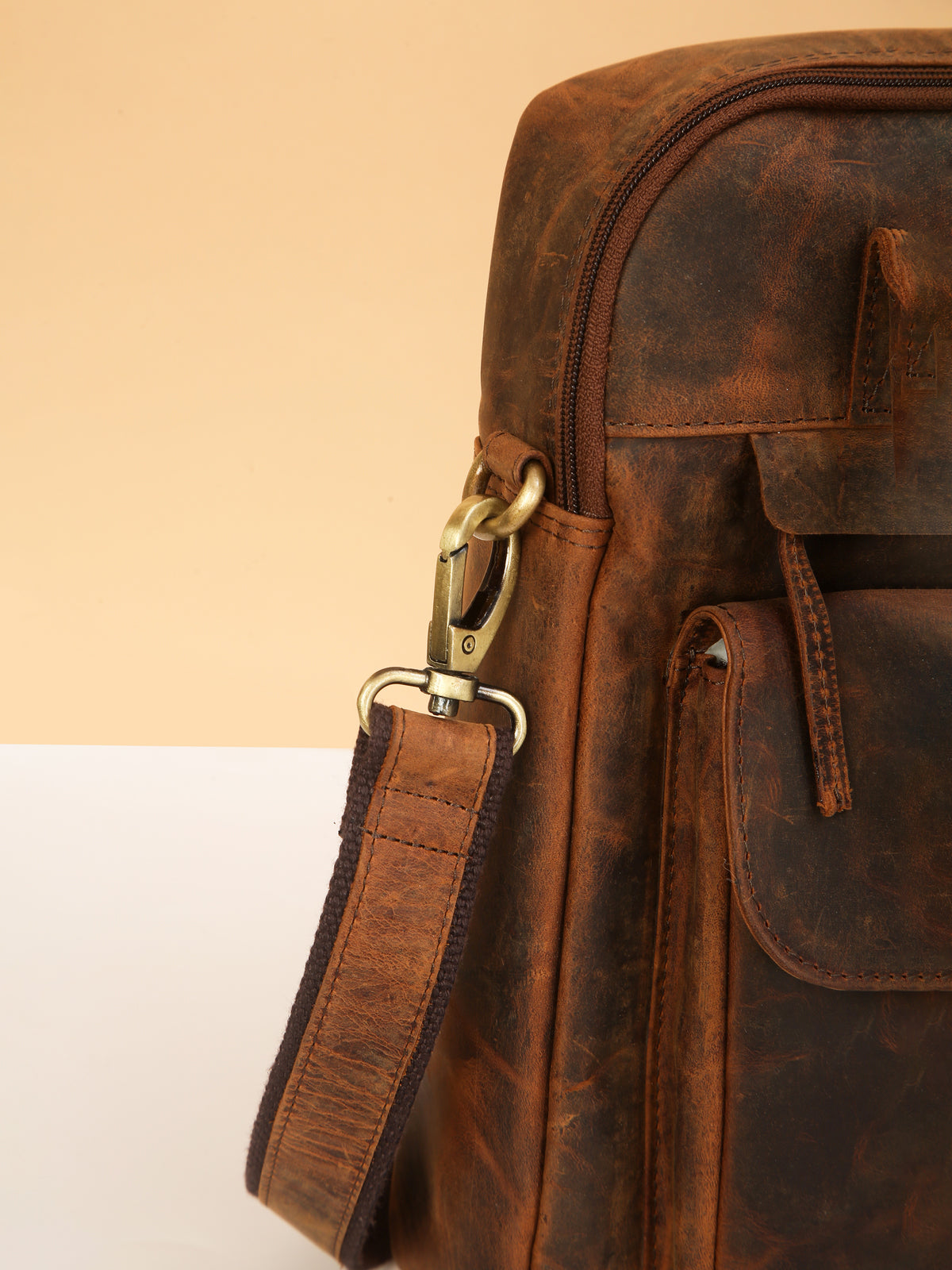 Brown Leather Crossbody Bag – Rahul Makin's Signature Monogram Edition | Effortless Style, Everyday Function