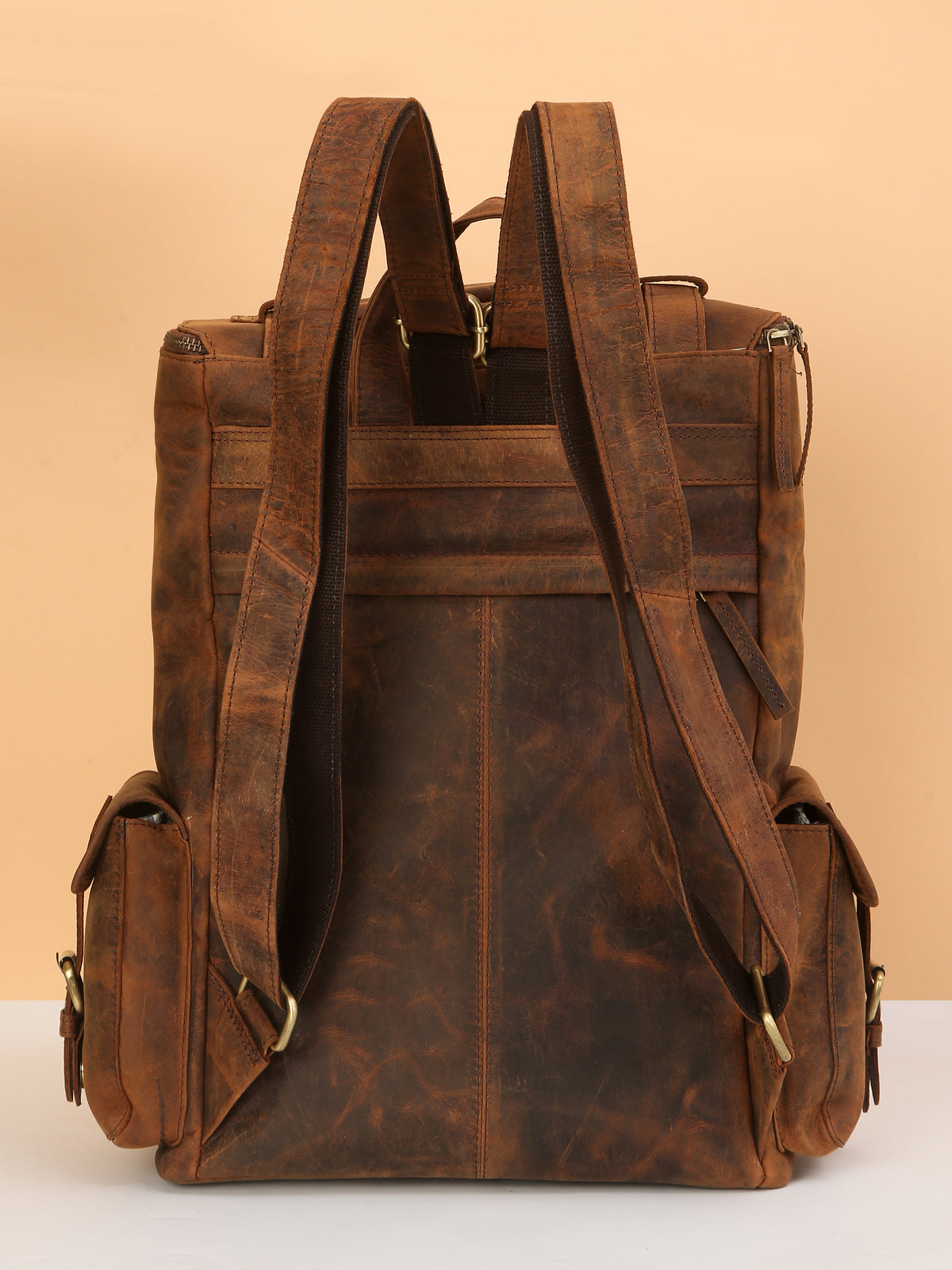 Signature Brown Leather Backpack – Rahul Makin's Signature Monogram Edition | Iconic Design, Maximum Utility