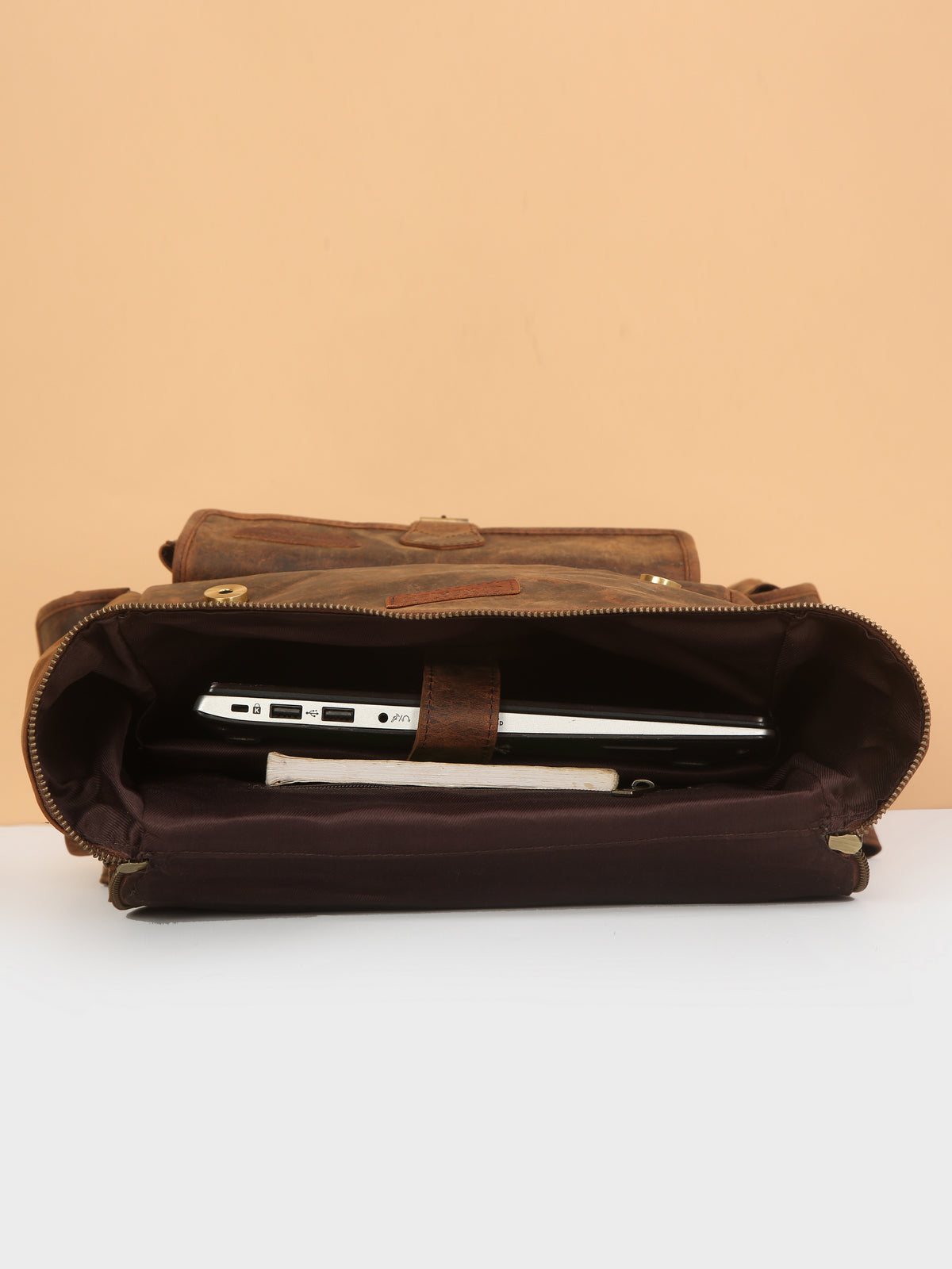 Signature Brown Leather Backpack – Rahul Makin's Signature Monogram Edition | Iconic Design, Maximum Utility