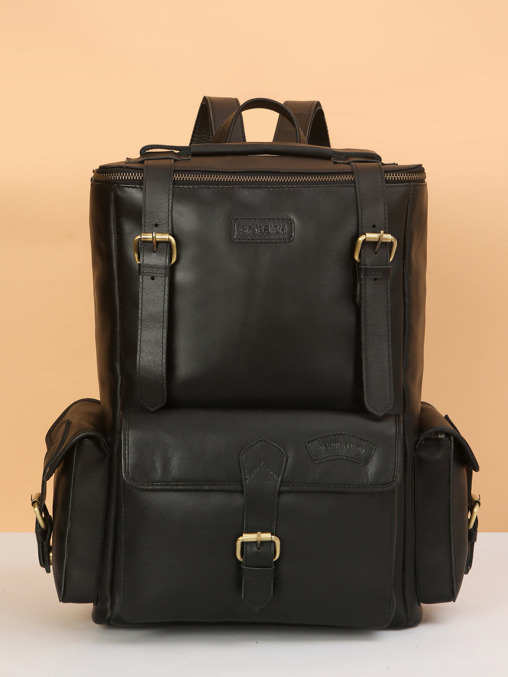 Signature Black Leather Backpack – Rahul Makin's Signature Monogram Edition | Iconic Design, Maximum Utility