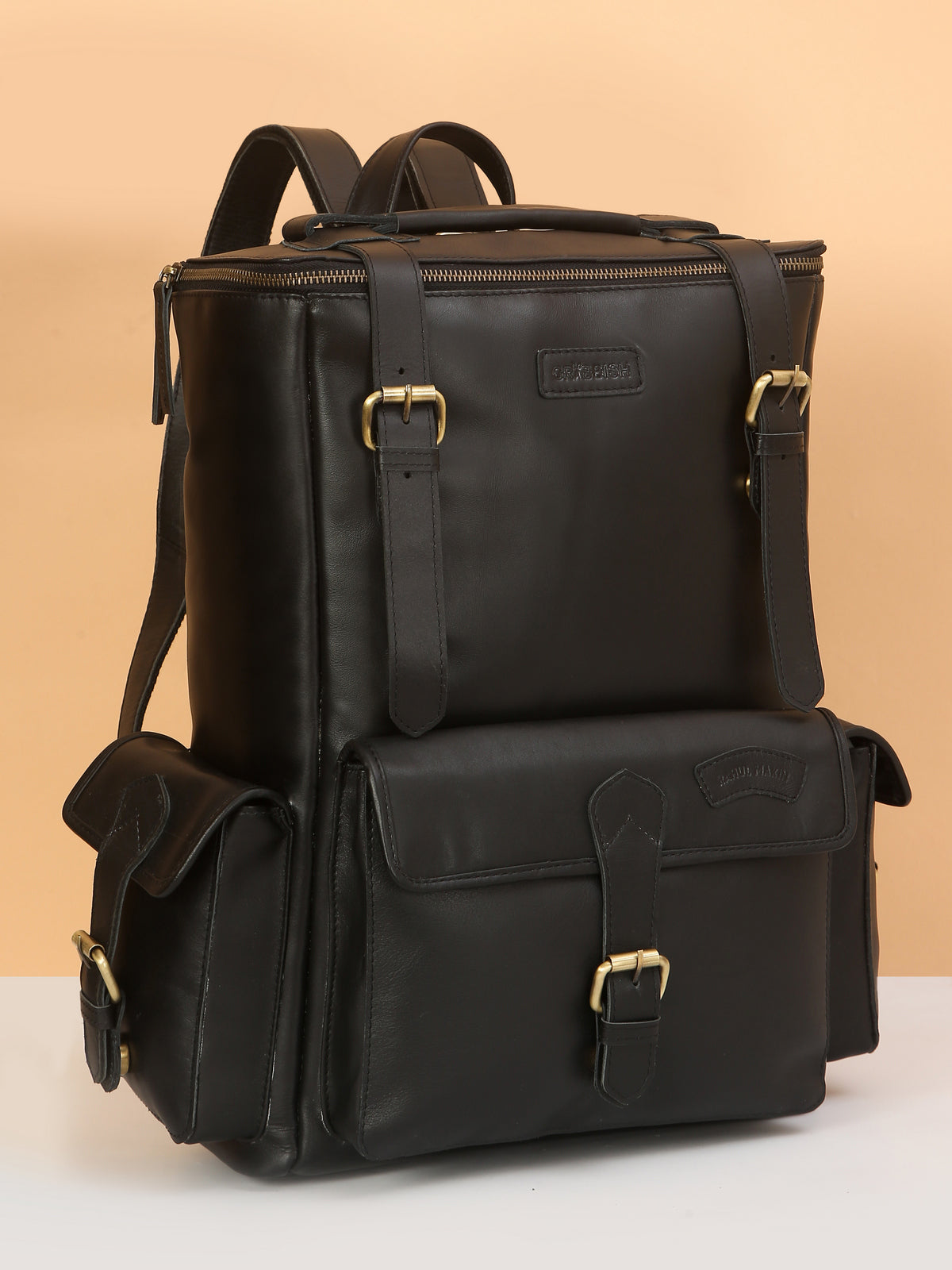 Signature Black Leather Backpack – Rahul Makin's Signature Monogram Edition | Iconic Design, Maximum Utility