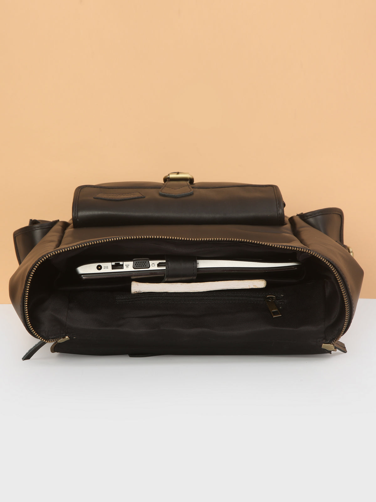 Signature Black Leather Backpack – Rahul Makin's Signature Monogram Edition | Iconic Design, Maximum Utility