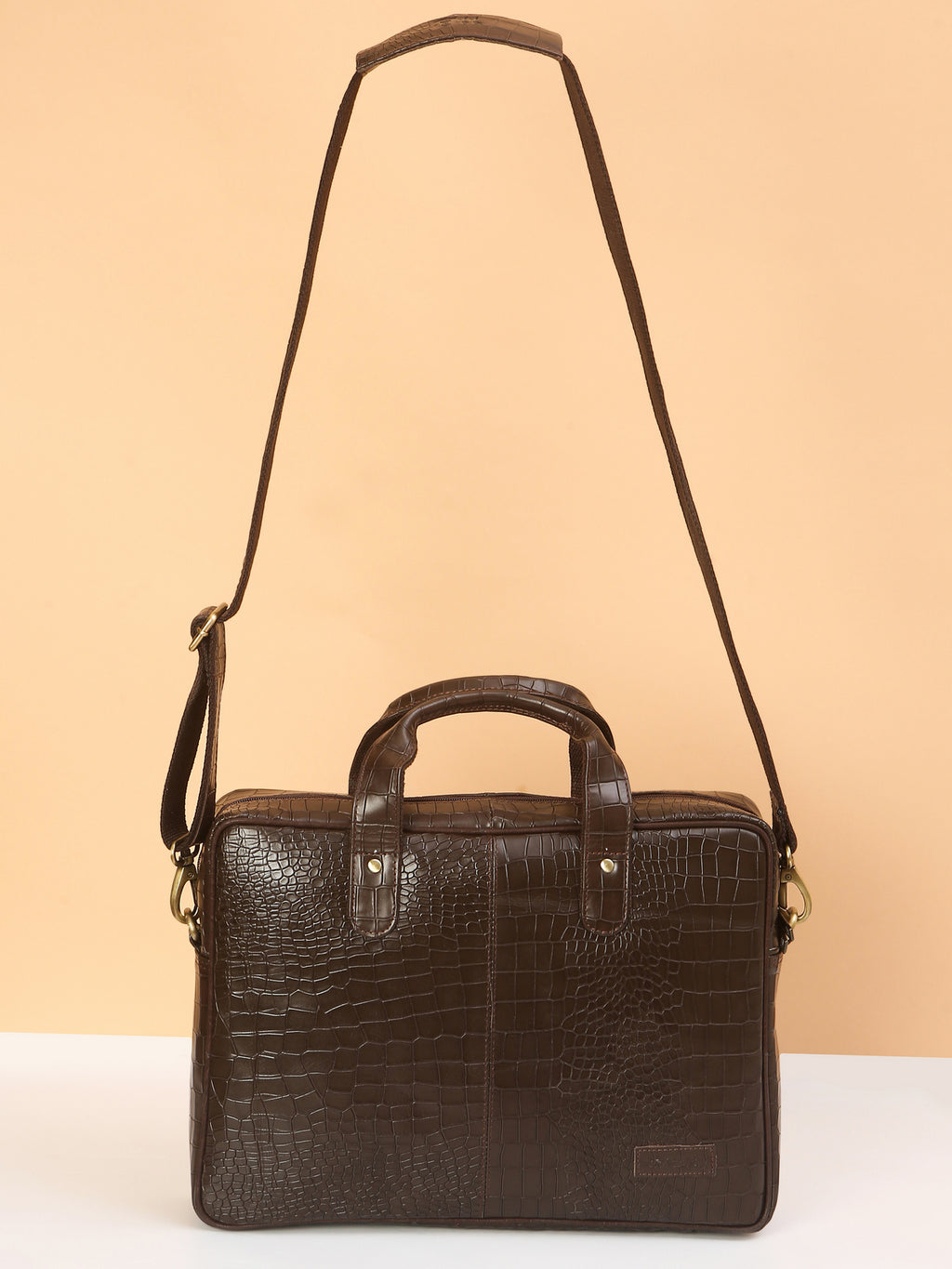 Compact Brown Leather Laptop Bag – Sleek, Stylish & Professional