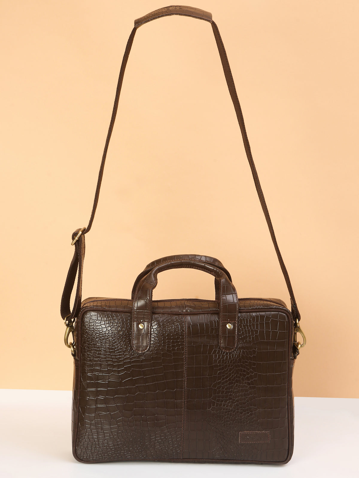 Compact Brown Leather Laptop Bag – Sleek, Stylish & Professional