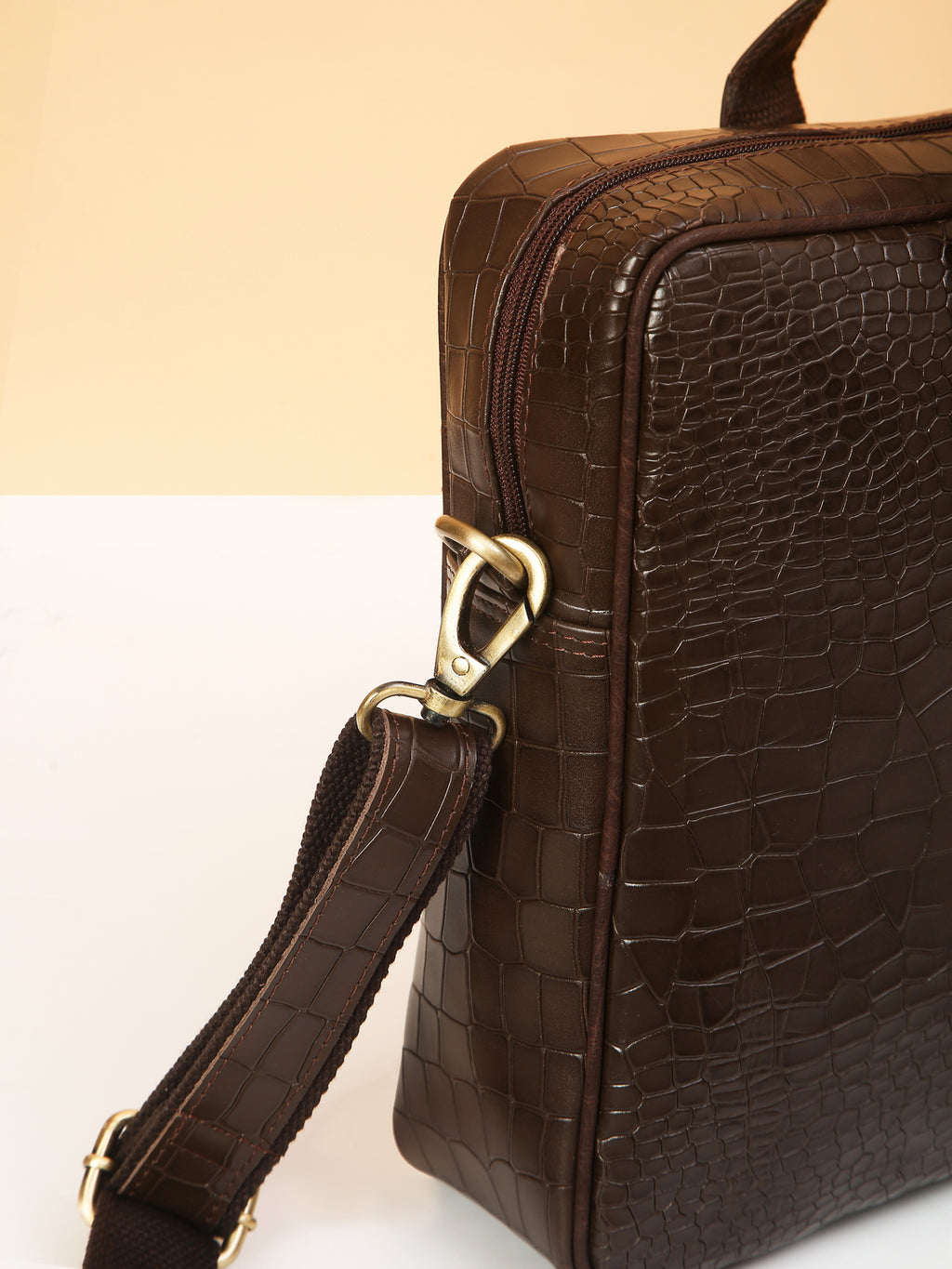 Compact Brown Leather Laptop Bag – Sleek, Stylish & Professional