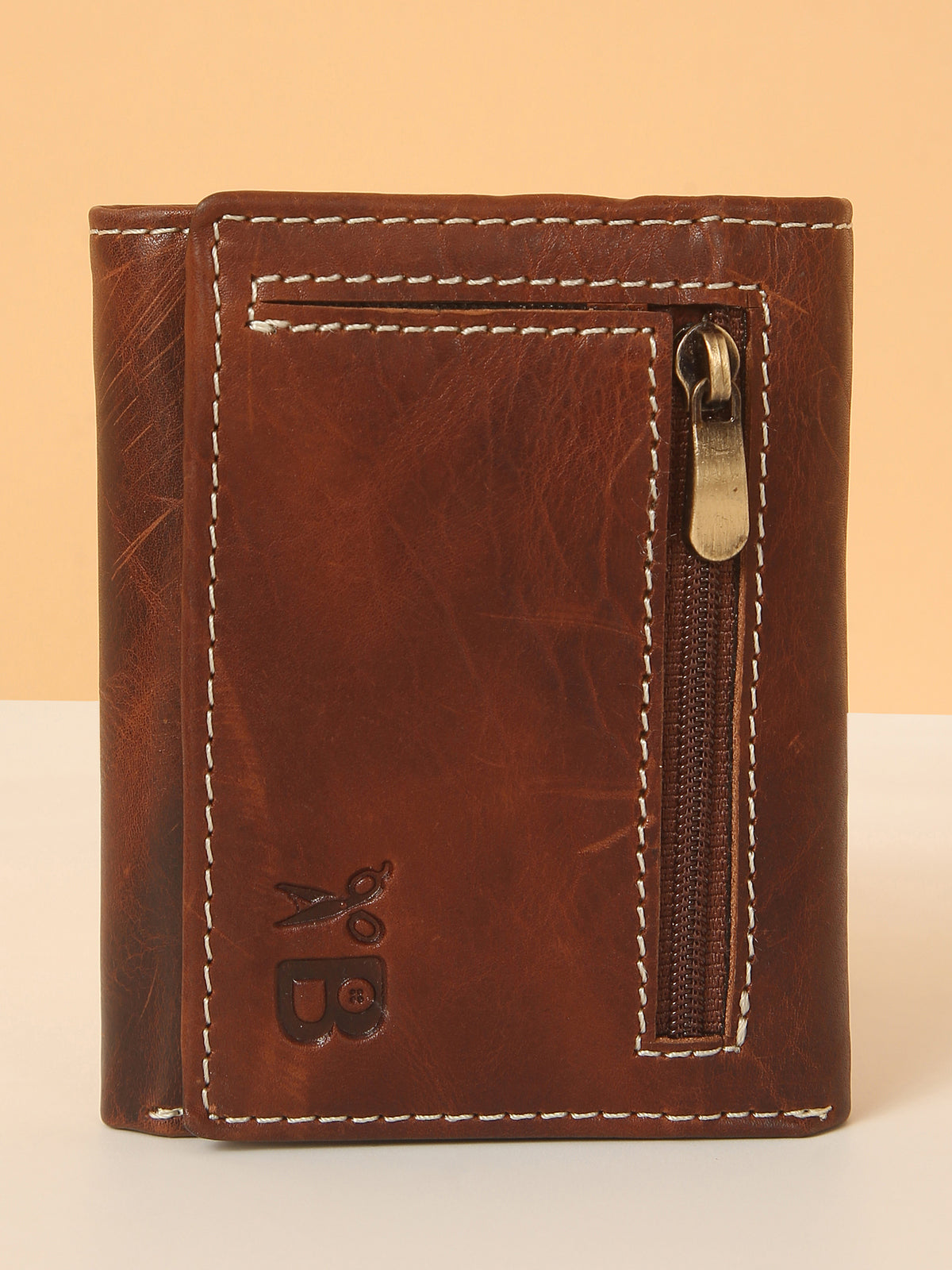 Brown Leather Trifold POP-UP Card Wallet – Unisex, RFID Protected
