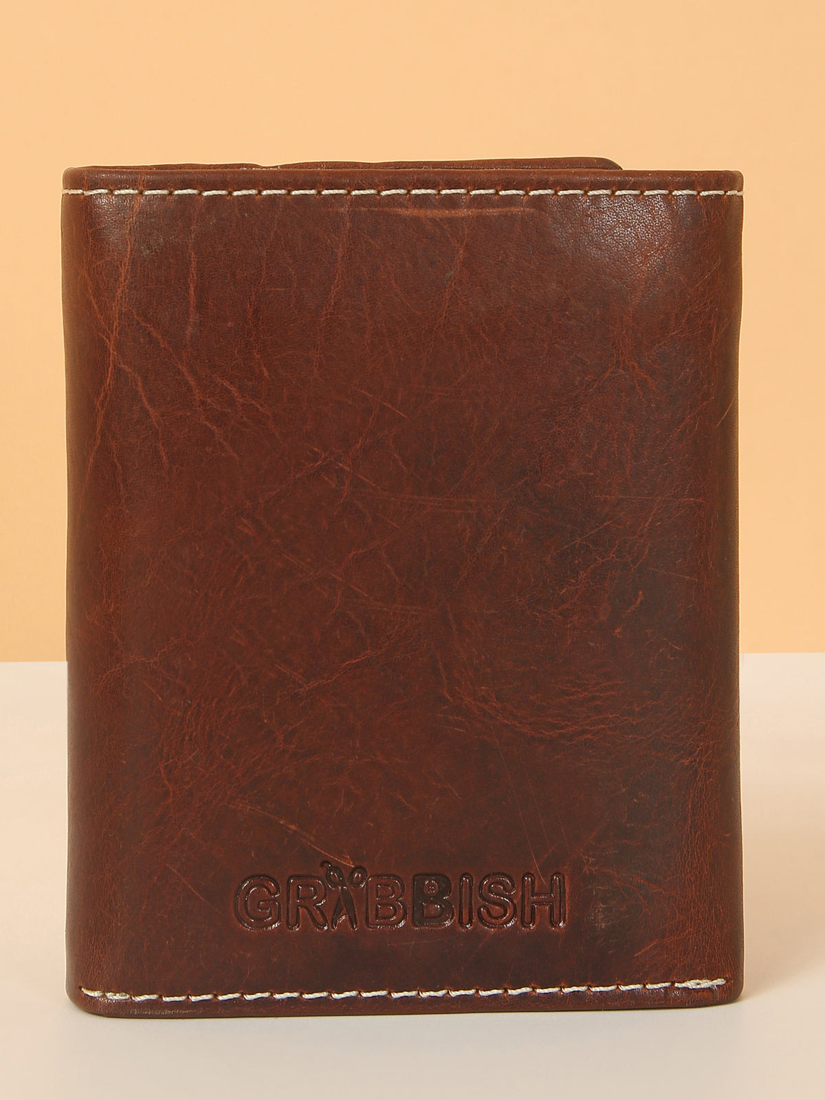 Brown Leather Trifold POP-UP Card Wallet – Unisex, RFID Protected