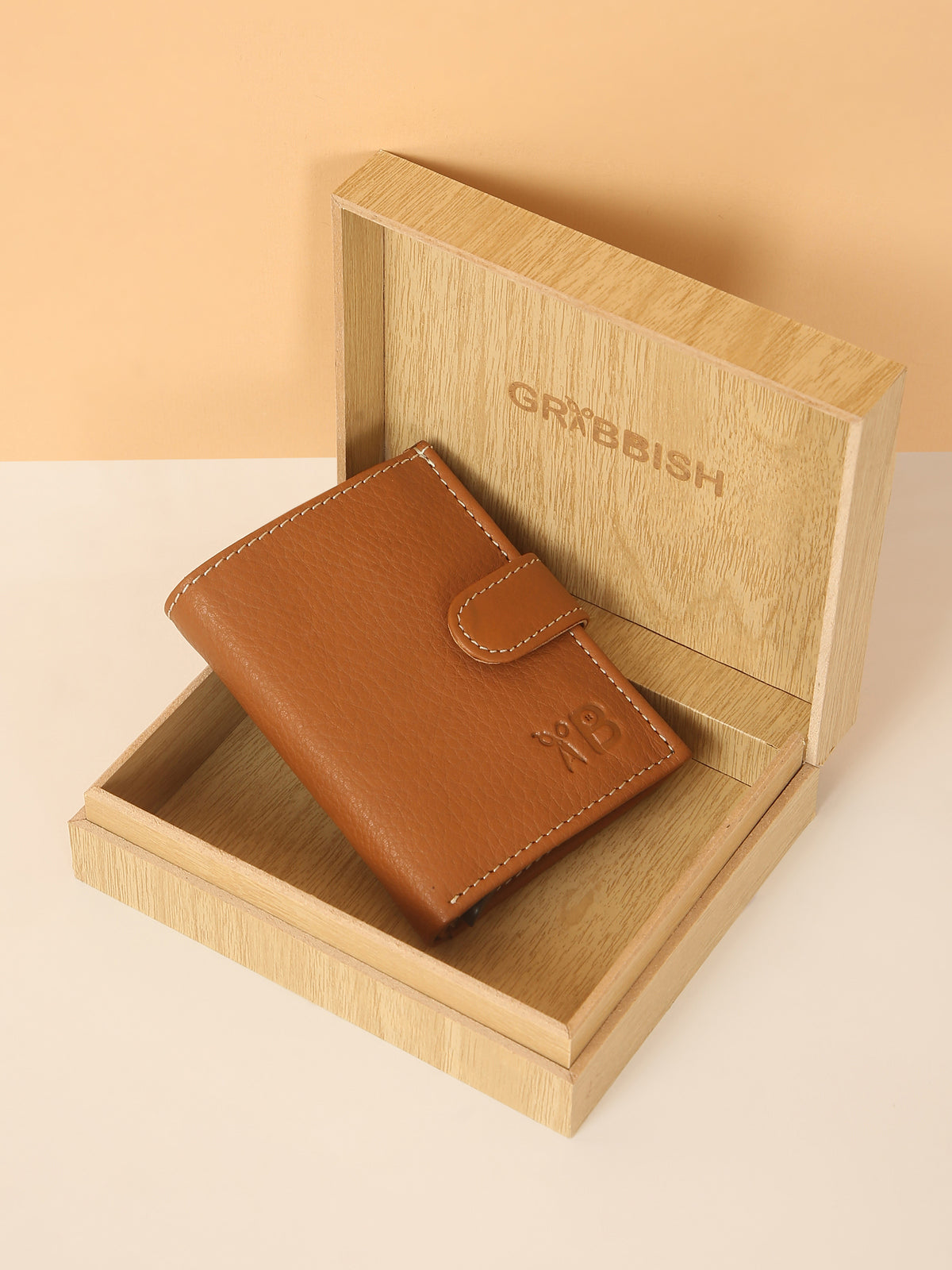 Tan POP-UP Card Wallet with RFID Protection