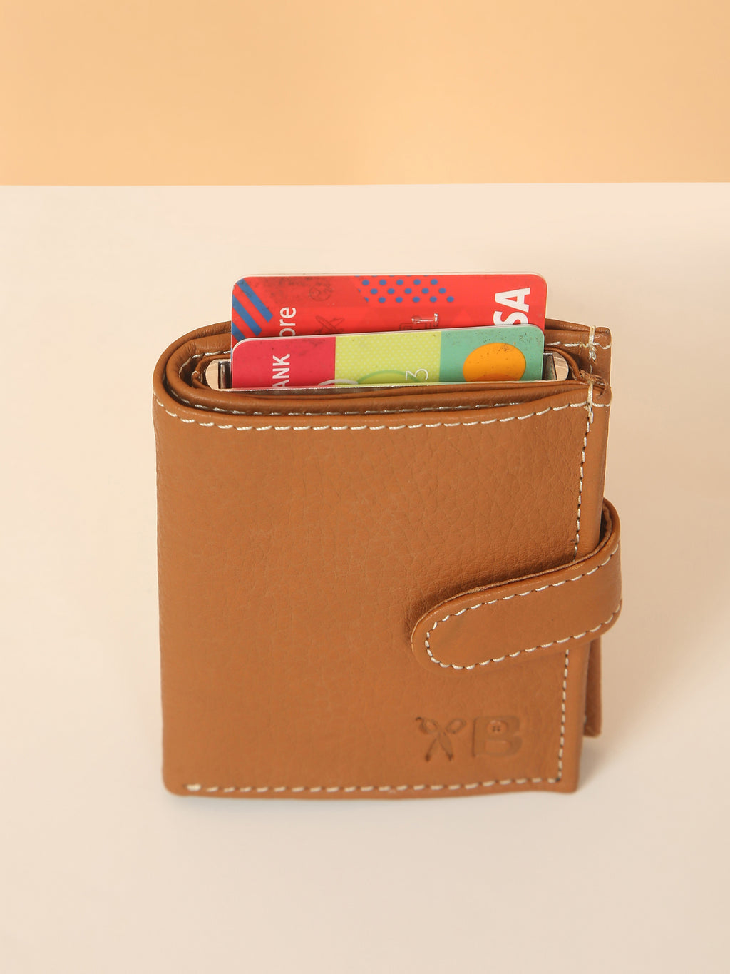 Tan POP-UP Card Wallet with RFID Protection