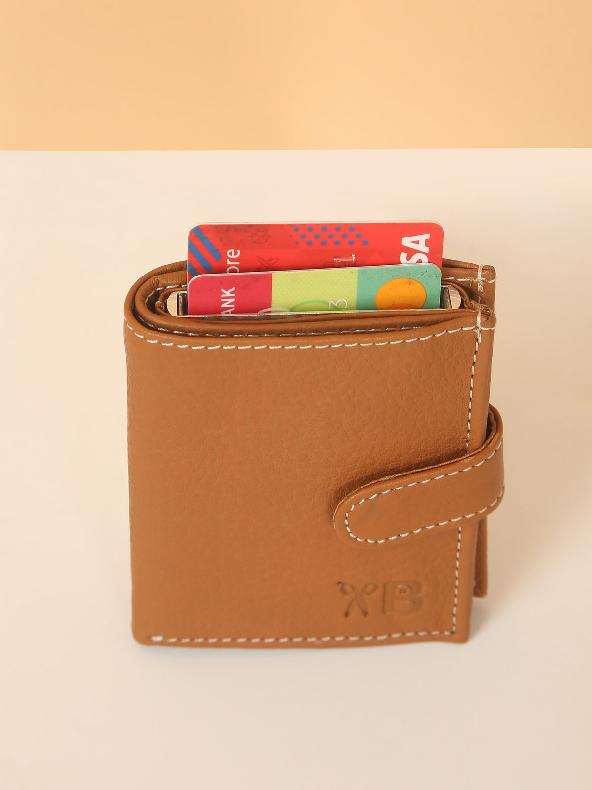 Tan POP-UP Card Wallet with RFID Protection