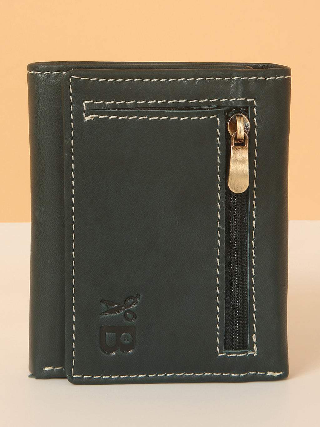 Green Leather Trifold POP-UP Card Wallet – Unisex, RFID Protected