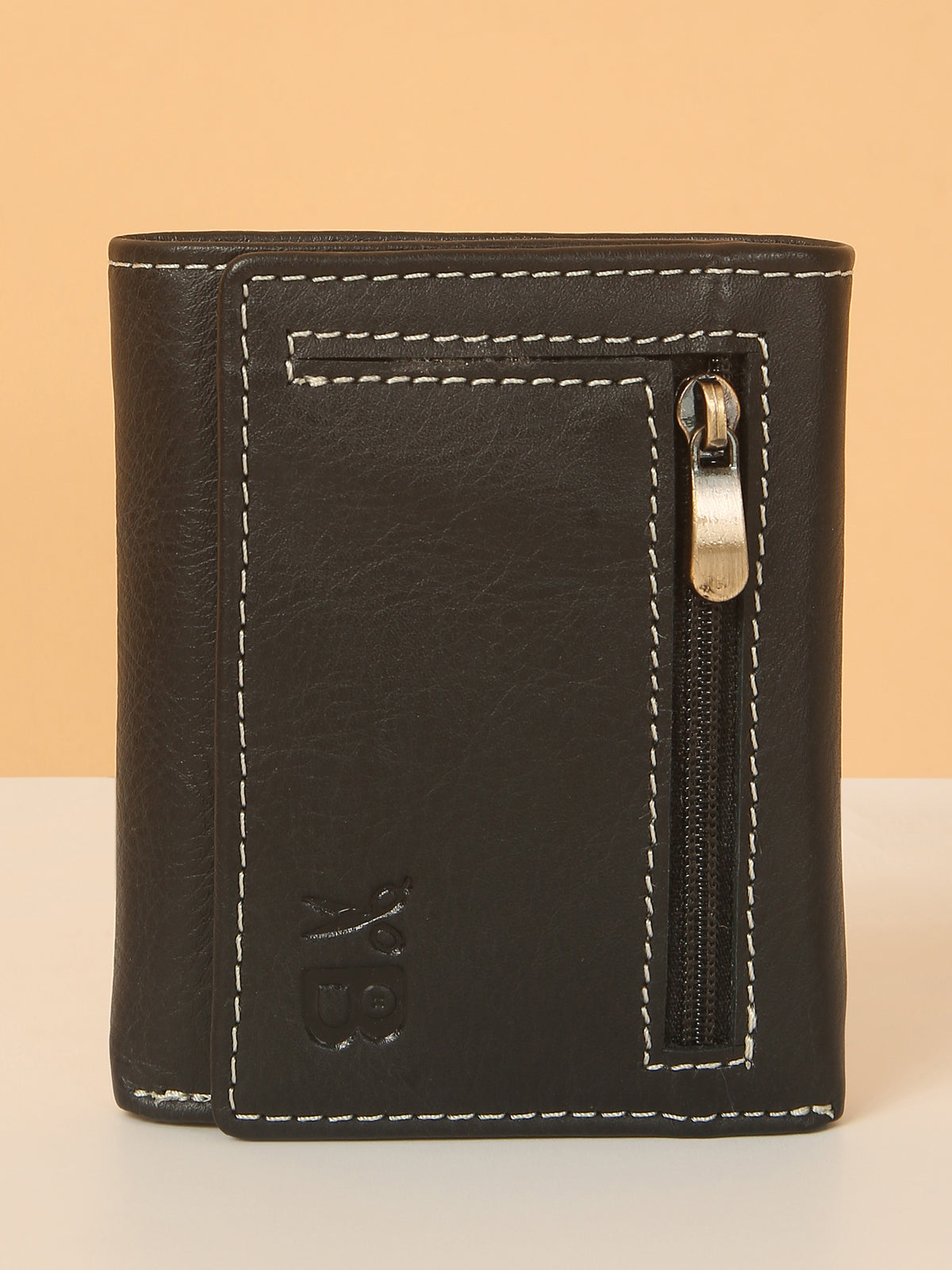 Black Leather Trifold POP-UP Card Wallet – Unisex, RFID Protected