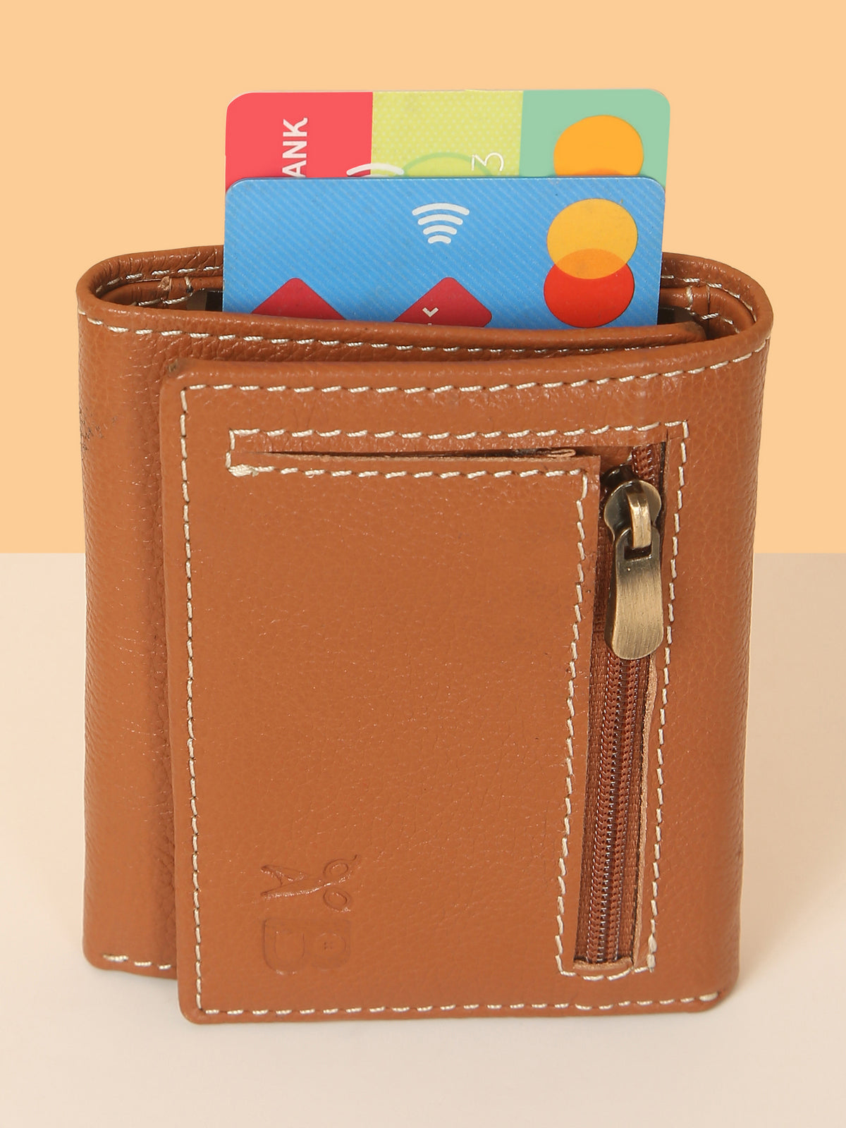 Tan Leather Trifold POP-UP Card Wallet – Unisex, RFID Protected