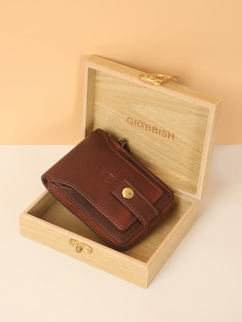 Brown Leather Snap Wallet for Men