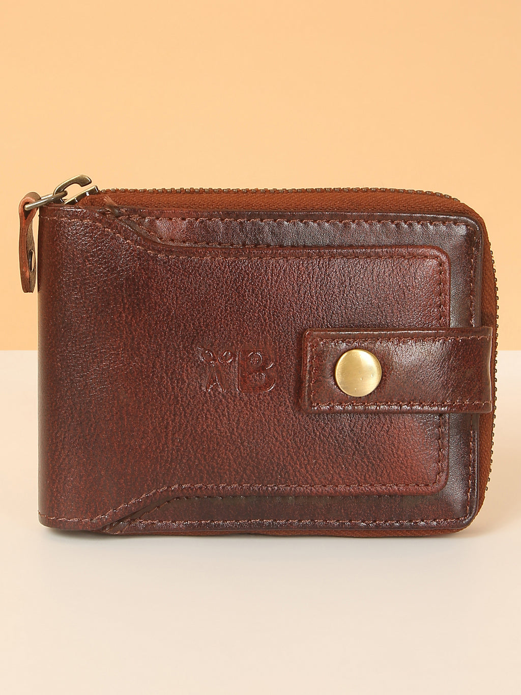 Brown Leather Snap Wallet for Men