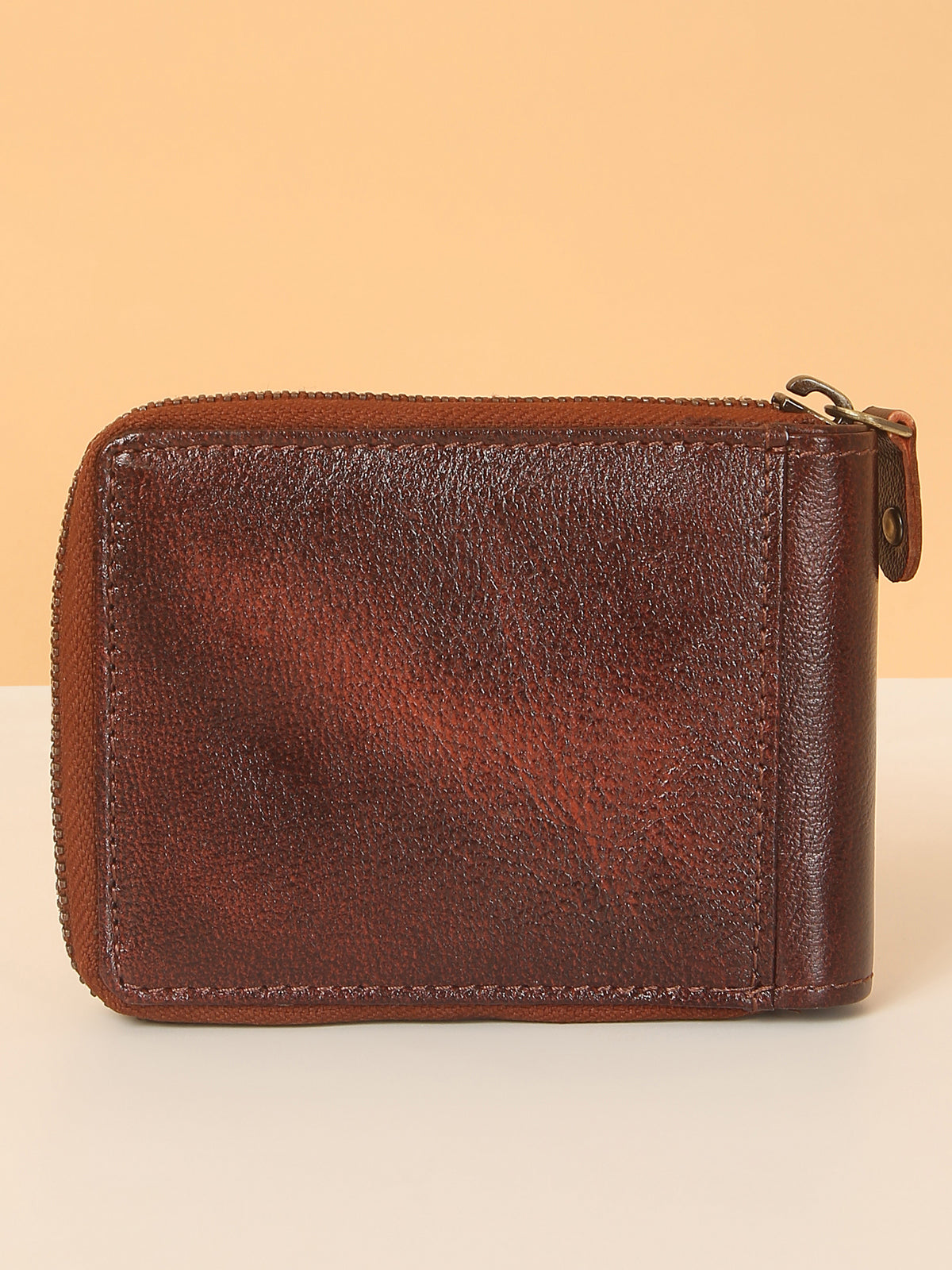 Brown Leather Snap Wallet for Men