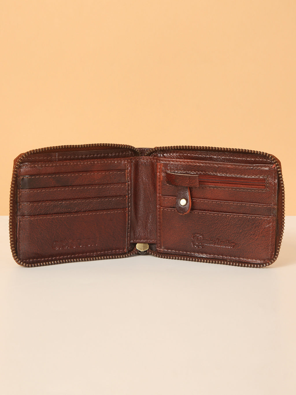 Brown Leather Snap Wallet for Men