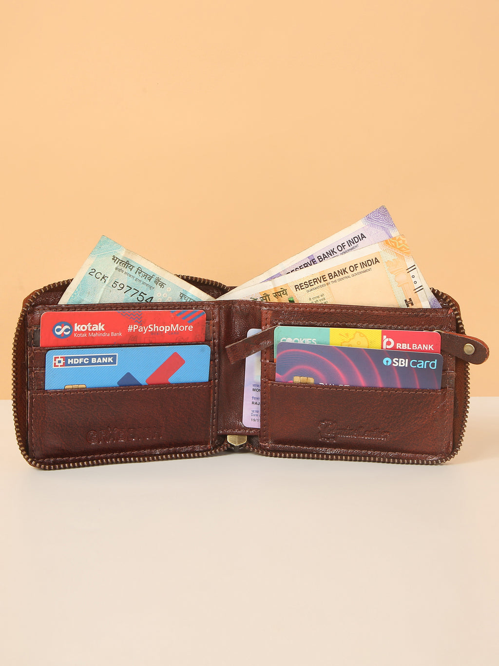 Brown Leather Snap Wallet for Men