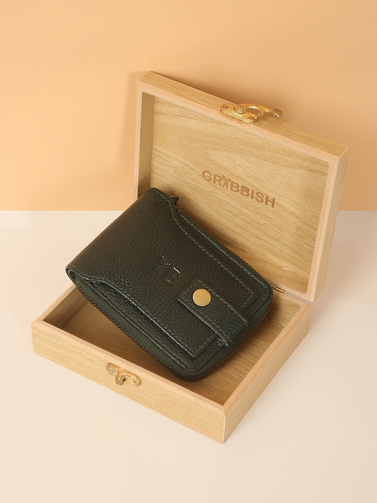 Green Leather Snap Wallet for Men