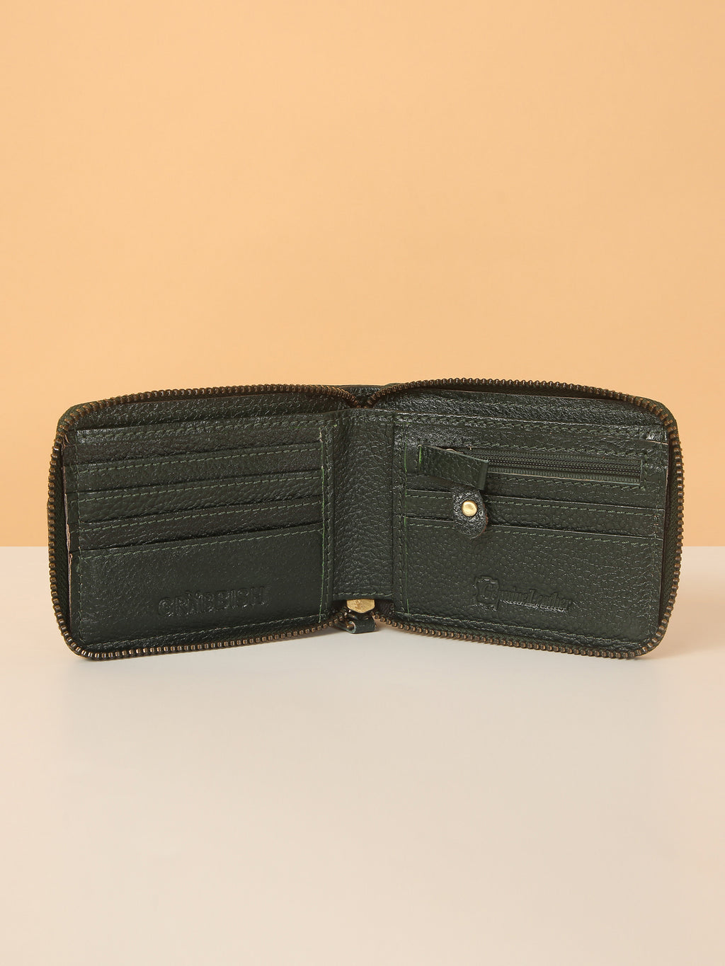 Green Leather Snap Wallet for Men