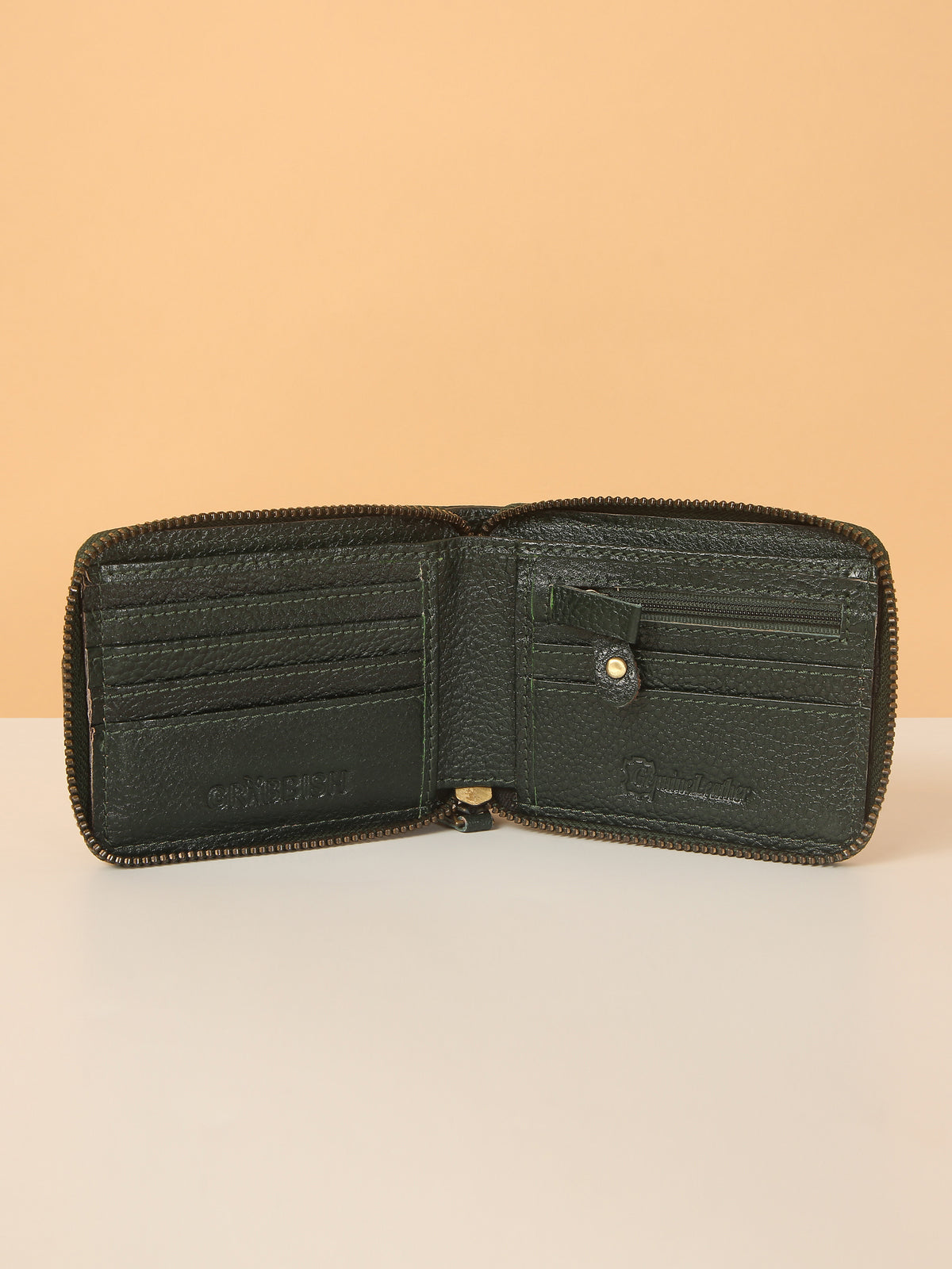 Green Leather Snap Wallet for Men
