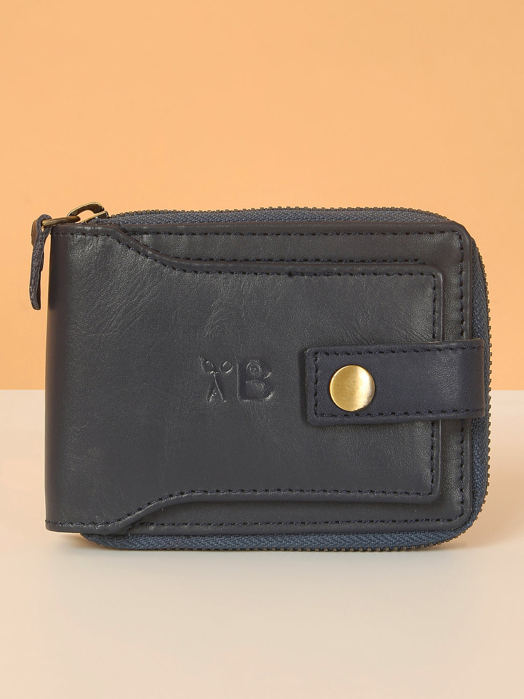 Blue Leather Snap Wallet for Men