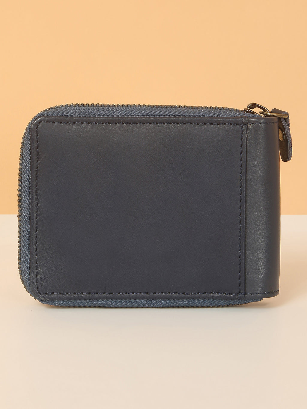 Blue Leather Snap Wallet for Men