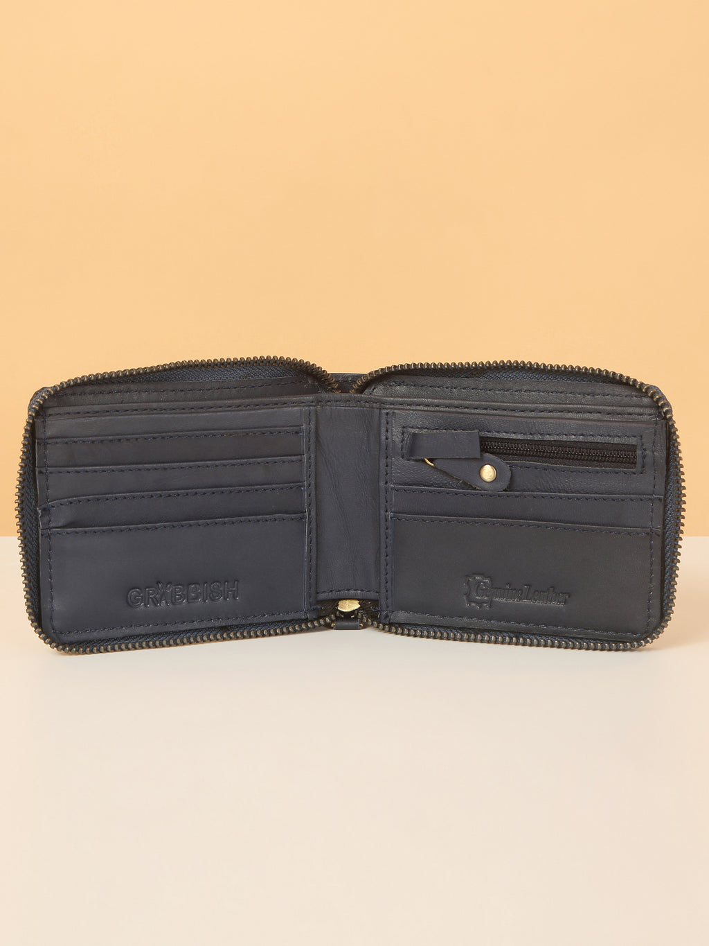 Blue Leather Snap Wallet for Men