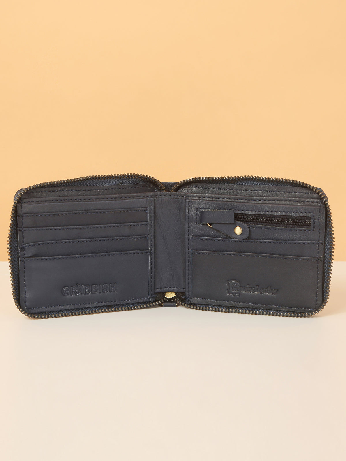 Blue Leather Snap Wallet for Men